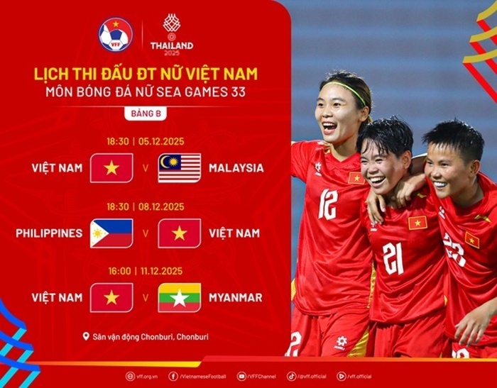 Lịch thi đấu bóng đá Nữ Sea Games 33. Ảnh: VFF.