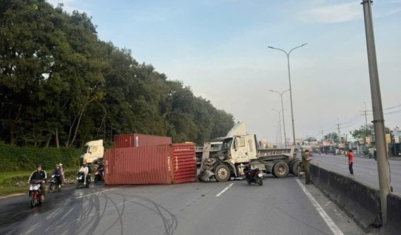 Hiện trường vụ tai nạn. Ảnh: Báo Người lao động.