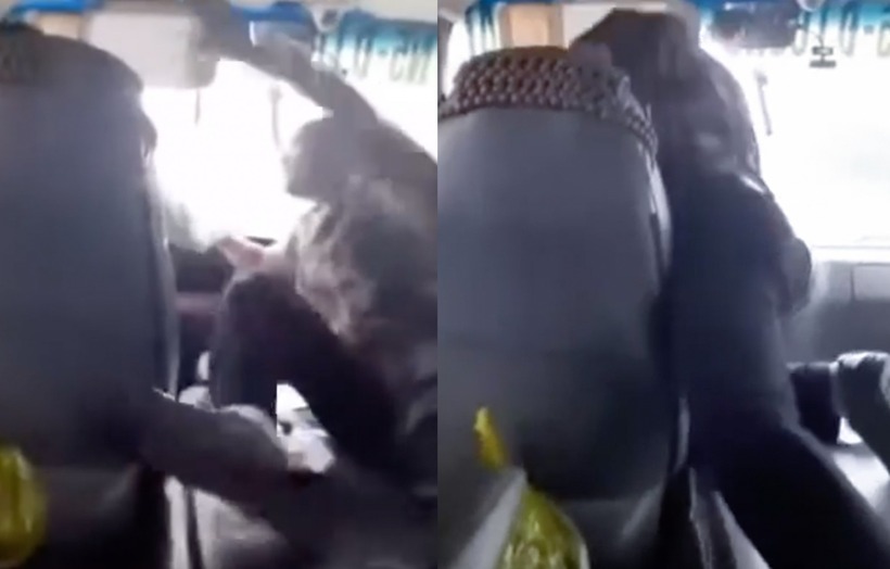 Hình ảnh người đàn ông quát tháo, đánh tài xế xe buýt. Ảnh cắt từ clip