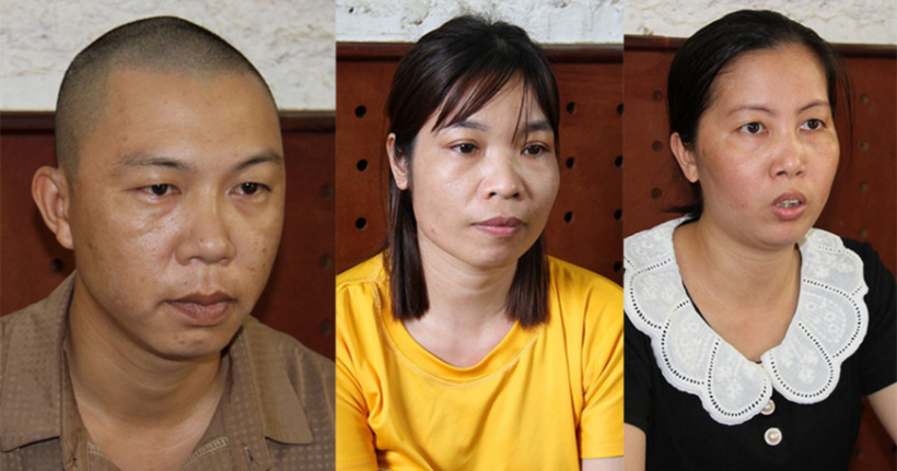 Các đối tượng: Lưu Ngọc Huân, Cổ Thị Thứ, Lương Thị Sơn. (Ảnh: Xuân Mai)