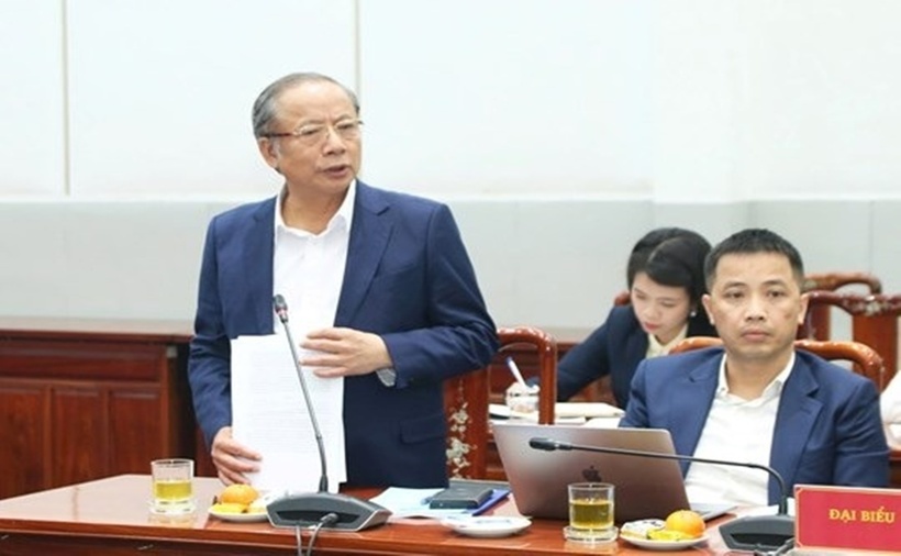 TS Nguyễn Văn Thân, Ủy viên Đoàn Chủ tịch, Ủy viên Hội đồng tư vấn về Kinh tế UBTƯ MTTQ Việt Nam, Chủ tịch Hiệp hội Doanh nghiệp nhỏ và vừa Việt Nam phát biểu tại Hội thảo.