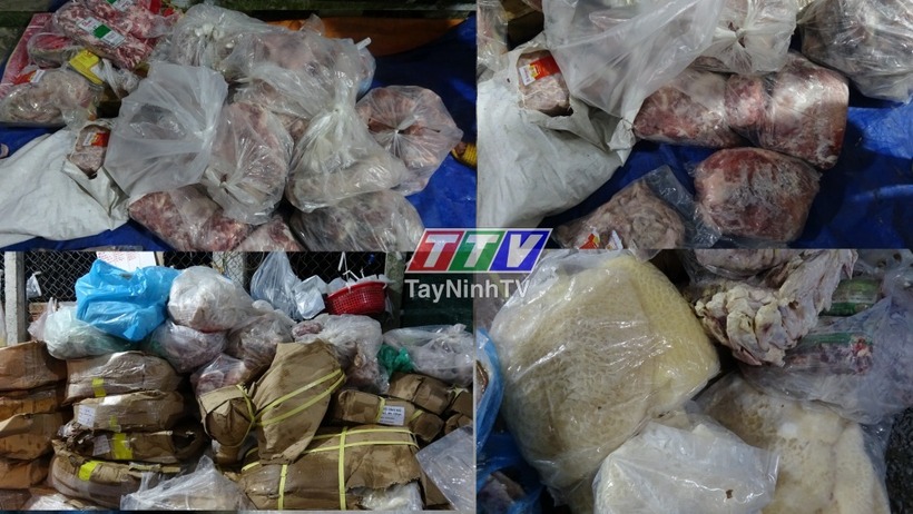 Thịt động vật đông lạnh không rõ nhãn hiệu, xuất xứ, hạn sử dụng. Ảnh: TTV