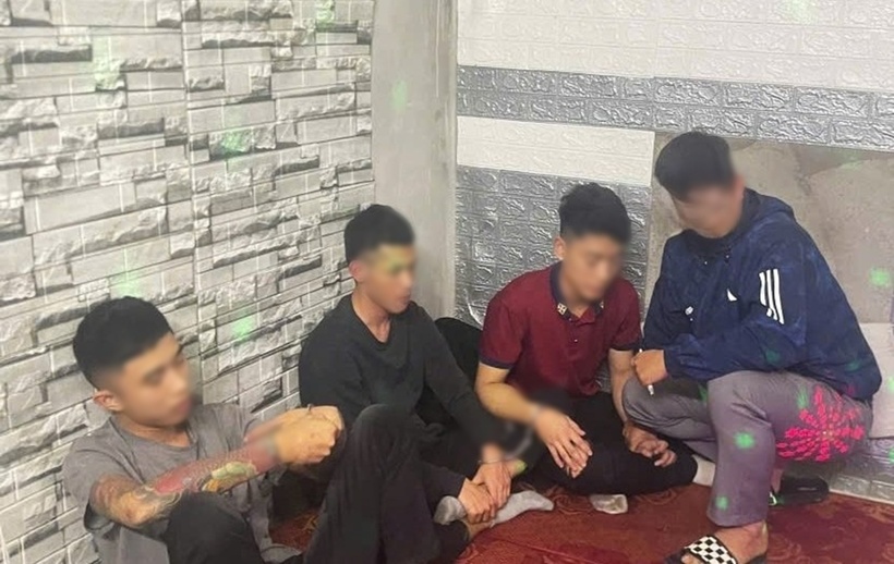 Các đối tượng tổ chức sử dụng trái phép chất ma túy. Ảnh: Công an Ninh Bình