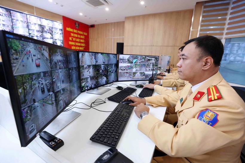 Trung tâm điều khiển giao thông - Phòng CSGT, Công an TP. Hà Nội. Ảnh: Phụ nữ TP.HCM.