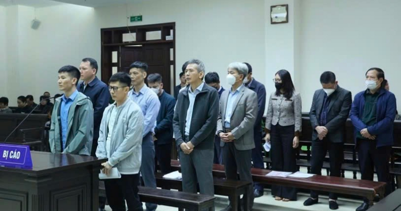 Các bị cáo tại phiên tòa.