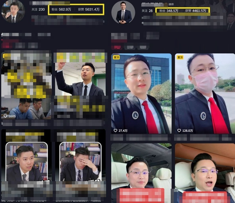 Hai luật sư có tầm ảnh hưởng không thua bất kỳ ngôi sao mạng xã hội nào. Ảnh: Douyin