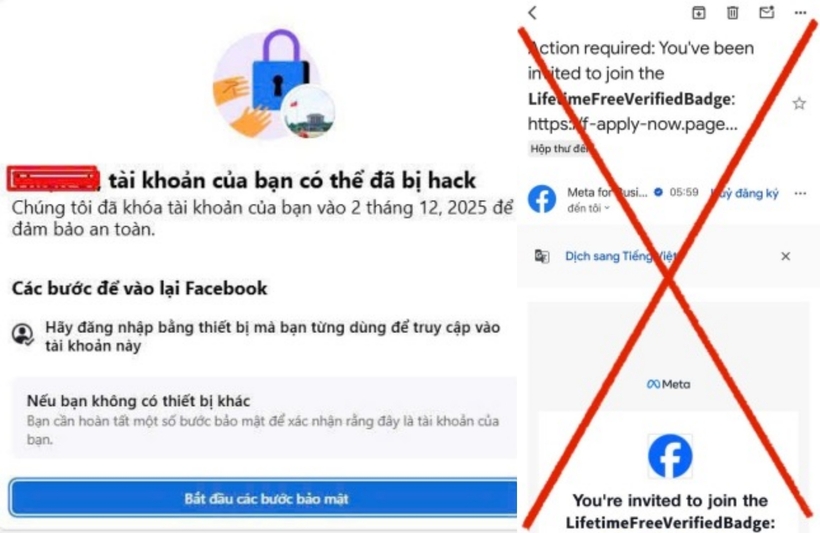 Cảnh báo thủ đoạn lừa đảo chiếm đoạt tài khoản Facebook qua Email giả mạo Meta
