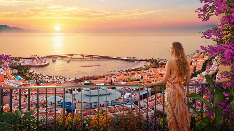 Tầm nhìn ngắm hoàng hôn trác tuyệt từ căn hộ The Sunset. Ảnh: Sun Group