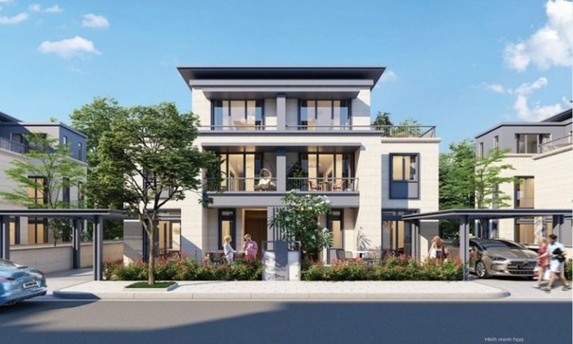 Nhờ thiết kế ghép đôi, mặt tiền của biệt thự song lập trở nên rộng lớn và hoành tráng, tạo ấn tượng mạnh về thị giác.