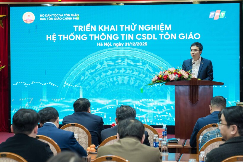 Ông Nguyễn Hoàng Minh, Tổng Giám đốc FPT IS, Tập đoàn FPT, cam kết tiếp tục phối hợp chặt chẽ với Bộ và Ban Tôn giáo Chính phủ để hoàn thiện Hệ thống thông tin CSDL Tôn giáo và các hoạt động chuyển đổi số khác