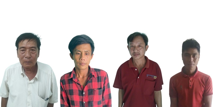 Các bị can Đặng Thành Quyết, Lê Dũng Tâm, Nguyễn Minh Lý, Danh Kha (Từ trái sang).