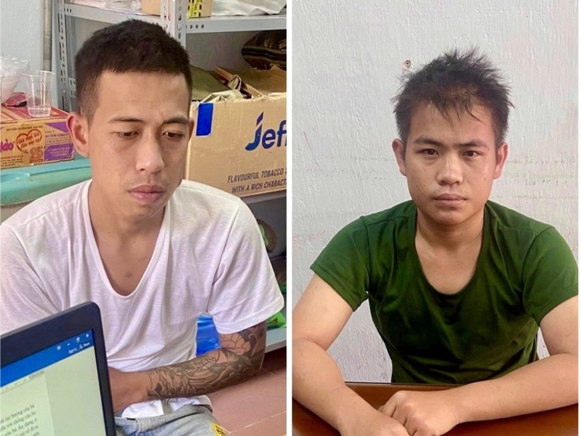 Hai anh em Giàu (trái) và Mạnh tại cơ quan Công an. Ảnh: Báo Gia Lai