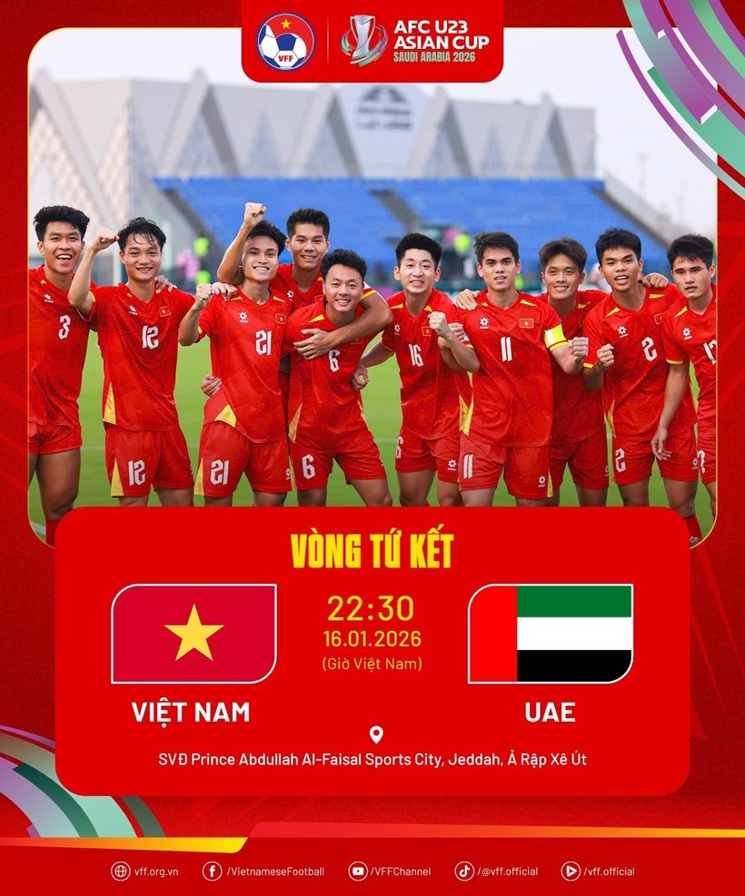 Xem trực tiếp trận U23 Việt Nam vs U23 UAE trên kênh nào? Ảnh: VFF.