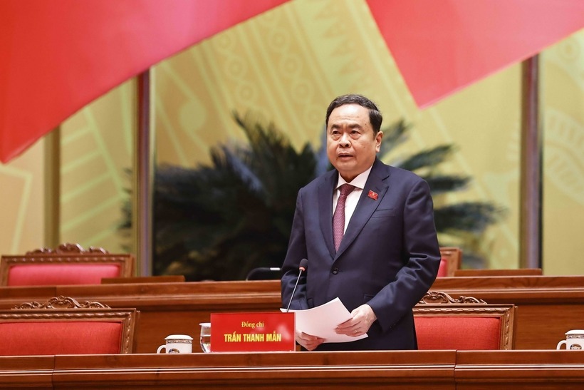 Đồng chí Trần Thanh Mẫn, Ủy viên Bộ Chính trị, Chủ tịch Quốc hội điều hành phiên họp. (Ảnh: TTXVN)