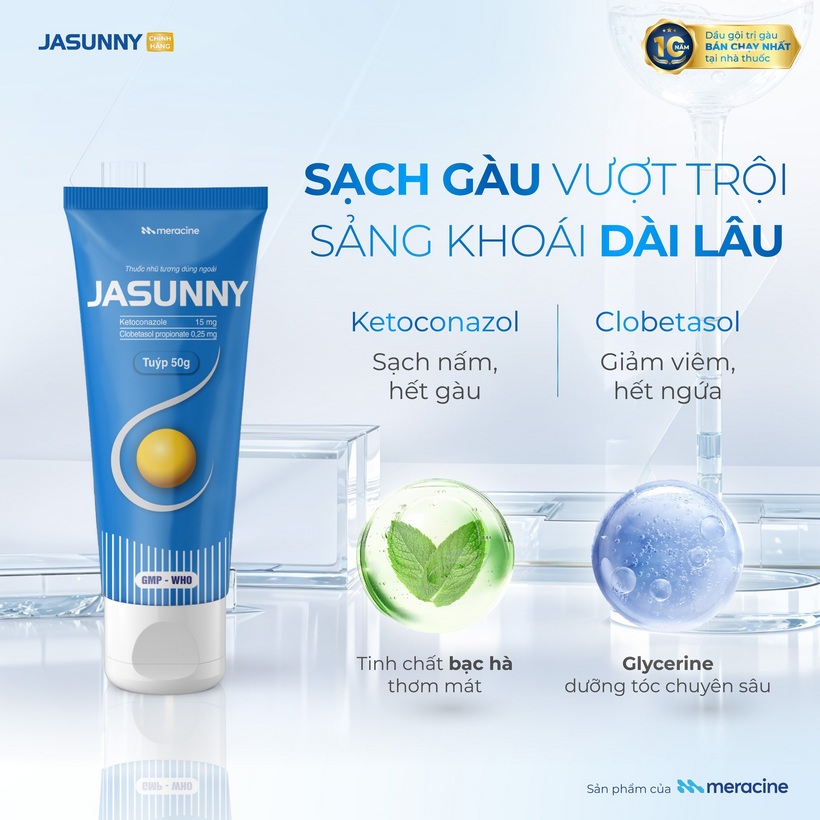 Jasunny là dầu gội dành cho tóc gàu được ưa chuộng suốt 1 thập kỷ qua.