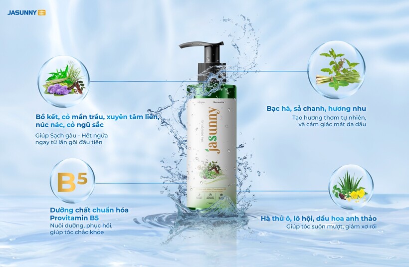 Jasunny hương thảo mộc là giải pháp chăm sóc tóc gàu toàn diện.
