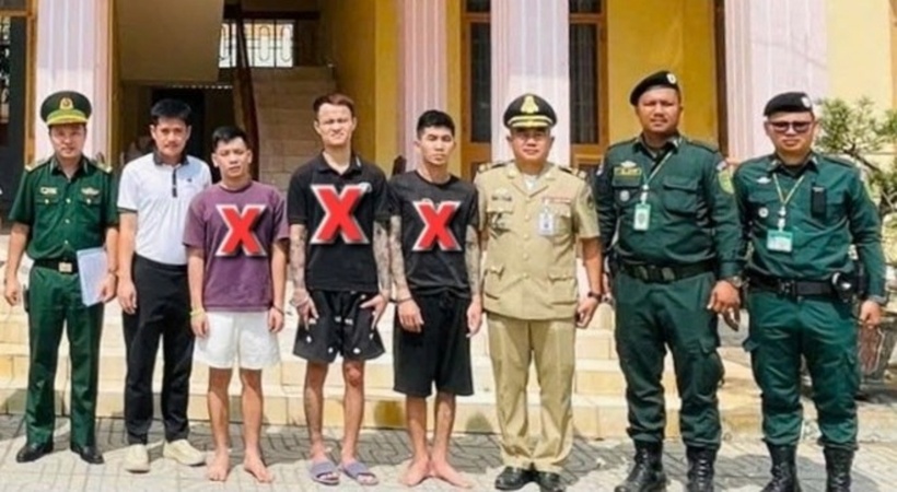 Đội Cảnh sát hình sự đặc nhiệm - Phòng Cảnh sát Hình sự phối hợp bắt giữ 3 đối tượng truy nã gồm: Hoàng Văn Thắng, Mạc Văn Huy và Vũ Văn Linh (đánh dấu x). (Ảnh: Công an Hải Phòng)