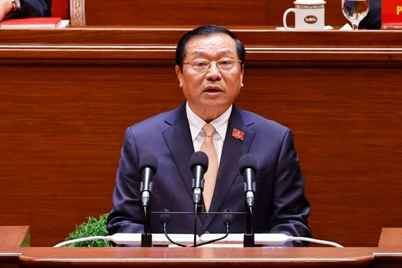 Ông Lại Xuân Môn, Ủy viên Trung ương Đảng, Bí thư Đảng ủy, Phó Trưởng ban Thường trực Ban Tuyên giáo và Dân vận Trung ương, tham luận về vấn đề “Công tác chính trị, tư tưởng trong kỷ nguyên mới”. Ảnh: TTXVN