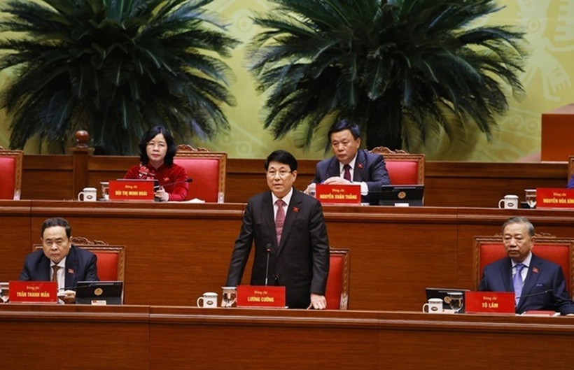 Chủ tịch nước Lương Cường thay mặt Đoàn Chủ tịch điều hành phiên thảo luận (Ảnh: TTXVN).