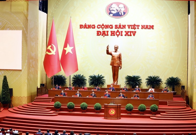 Đoàn Chủ tịch điều hành Đại hội Đại biểu toàn quốc lần thứ XIV của Đảng. (Ảnh: TTXVN)