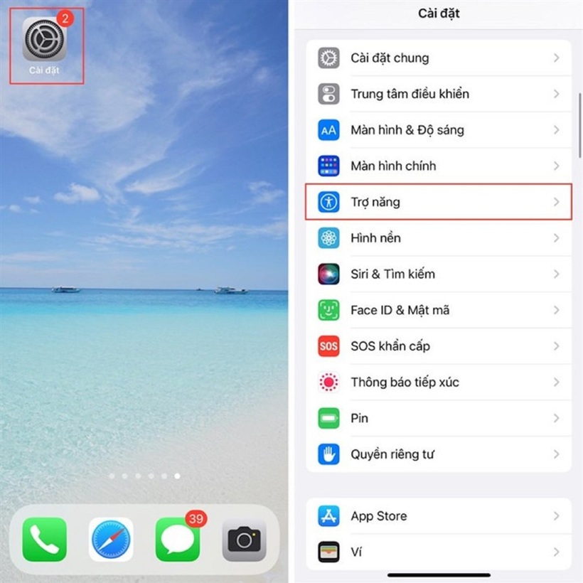 Bước 1: Mở Cài đặt trên iPhone > Bạn chọn Trợ năng.