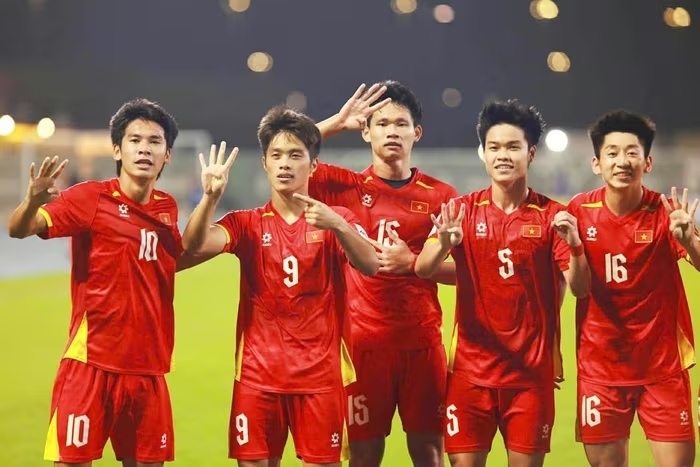 Sự kiên cường của U23 Việt Nam trước U23 Hàn Quốc được đền đáp xứng đáng. (Ảnh: AFC).