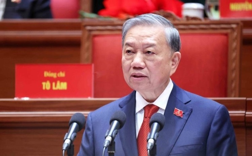 Tổng Bí thư Tô Lâm phát biểu bế mạc Đại hội XIV của Đảng. (Ảnh: TTXVN)