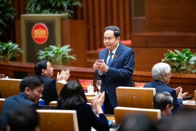 Bí thư Đảng ủy Quốc hội, Chủ tịch Quốc hội Trần Thanh Mẫn chủ trì hội nghị (Ảnh: Phạm Thắng).