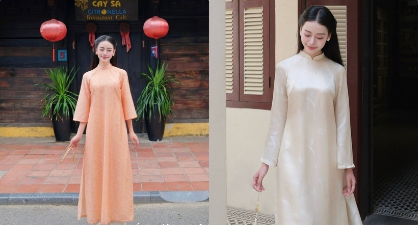 Áo dài cách tân gấm tơ đang là mẫu hot trend được nhiều chị em yêu thích trong năm nay nhờ chất liệu gấm tơ mềm nhẹ.