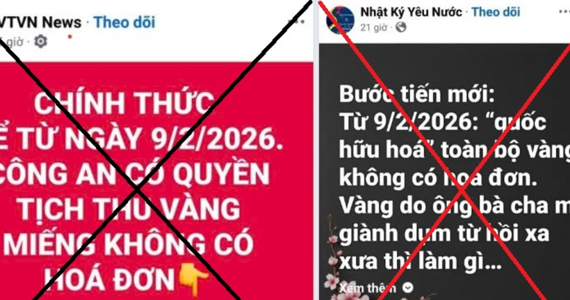 Trên một số trang mạng xã hội xuất hiện thông tin: “Từ ngày 9/2/2026, người dân đeo vàng nếu không có hóa đơn sẽ bị tịch thu; Nhà nước sẽ quốc hữu hóa vàng không rõ nguồn gốc, kể cả vàng do ông bà, cha mẹ để lại”. Đây là thông tin sai sự thật. (Ảnh: Công an tỉnh Lai Châu)