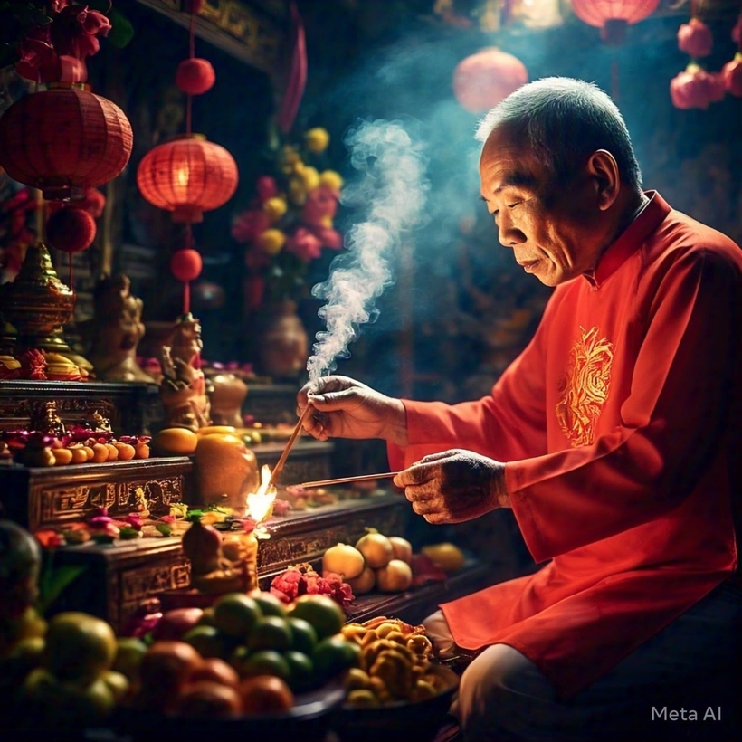 Sự linh hoạt về ngày giờ cúng Rằm tháng Giêng giúp nhiều gia đình chuẩn bị lễ trang trọng, đầy đủ mà không quá áp lực về thời gian.(Ảnh minh họa: AI).