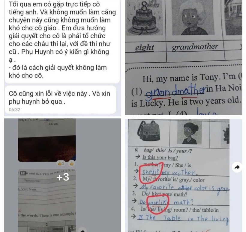 Hình ảnh bài kiểm tra của học sinh bị giáo viên Tiếng Anh sửa lại được lan truyền trên mạng. Ảnh: Dân trí