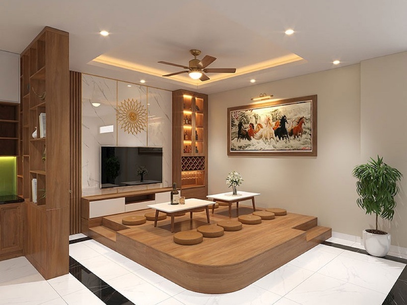 Trong phòng khách kiểu Nhật, bàn trà thấp gần như là món đồ không thể thiếu.