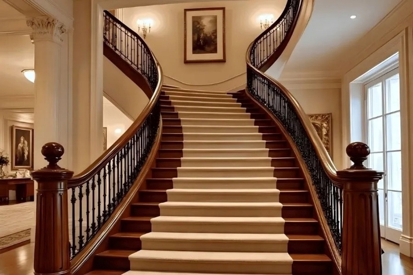 Mẫu cầu thăng cường cho nhà 2 tầng phù hợp phong cách cao cấp.