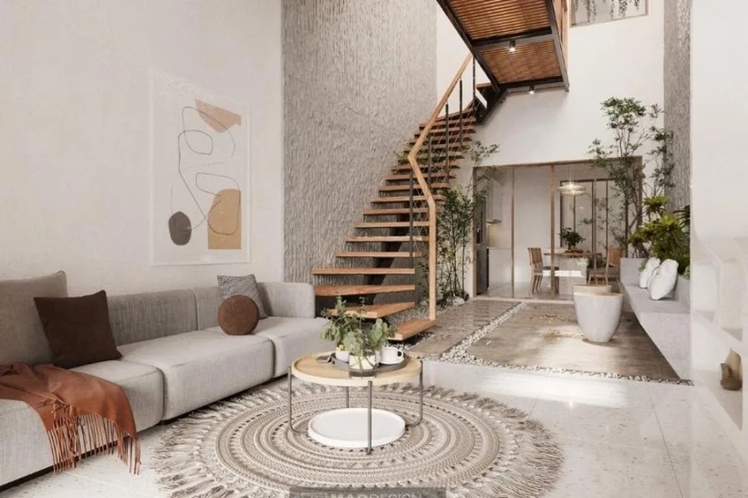 Mẫu cầu thang chữ U nhà 2 tầng mang lại sự an toàn khi di chuyển.