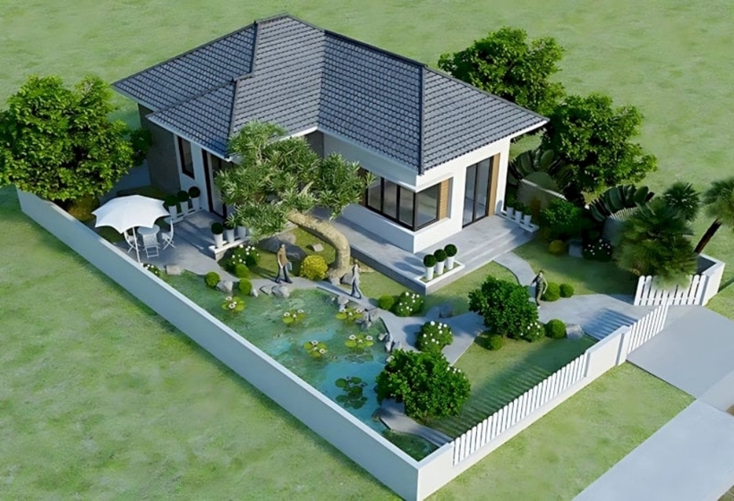 Mẫu nhà cấp 4 chữ L đẹp - 4