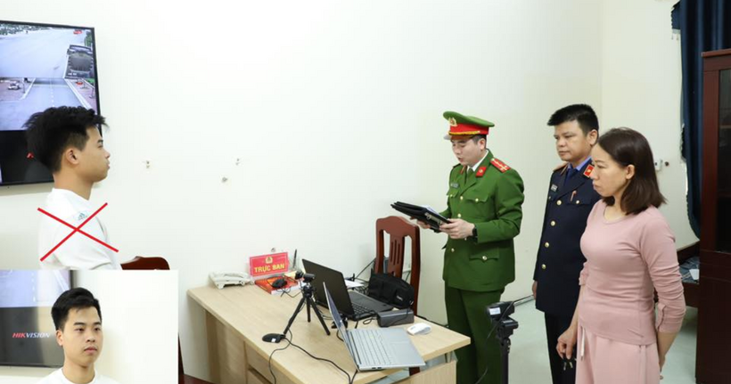 Trần Quốc Đại tại cơ quan công an.