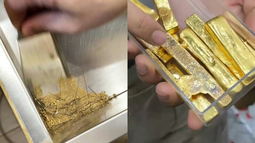 Thu gom bụi bẩn ở tiệm vàng, chủ tiệm thu về 1,7kg bột vàng, trị giá hơn 7,4 tỷ đồng. Ảnh: HK01.