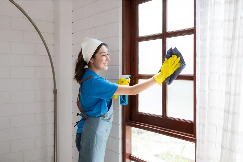Luôn trang bị găng tay, khẩu trang, giày dép chống trơn trượt khi dọn dẹp. Ảnh minh họa.