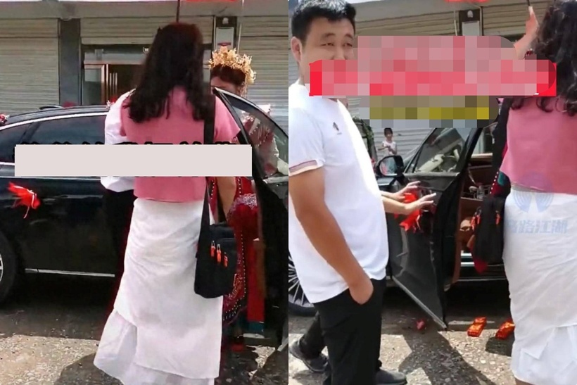 Đang đổ chức hôn lễ với vợ mới, chú rể “đứng hình” khi thấy vợ cũ dắt con đến đòi nợ. Ảnh: Sohu.
