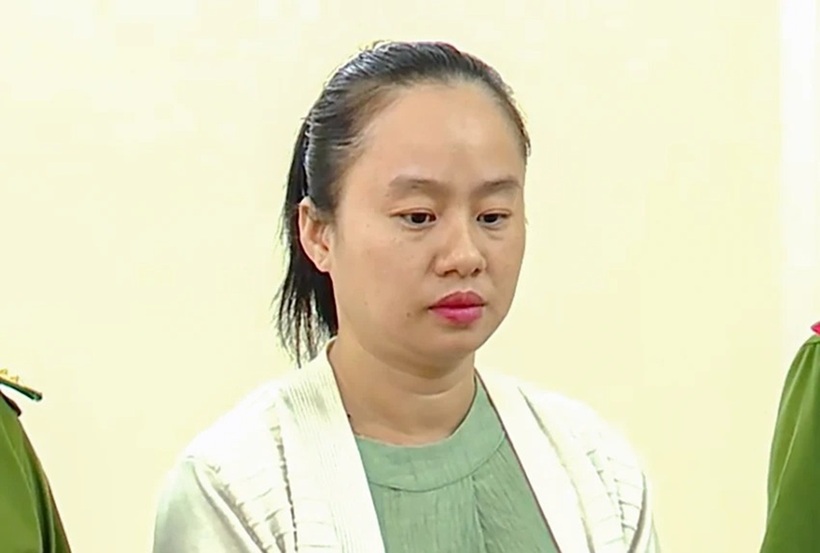 Võ Thị Diễm Kiều tại cơ quan công an. Ảnh: PLO