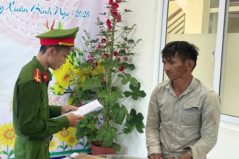 Công an xã Bình Sơn khởi tố Nguyễn Thanh Luân. Ảnh: Báo Dân trí.