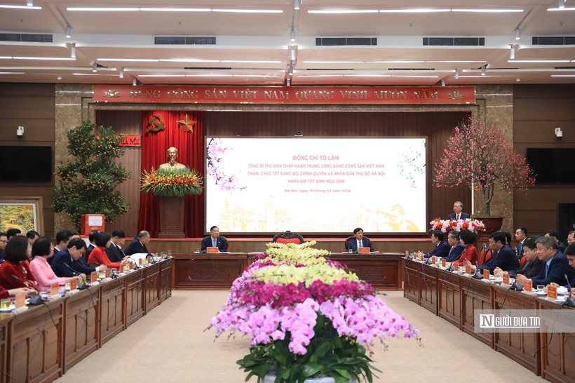 Tổng Bí thư Tô Lâm thăm, chúc Tết Đảng bộ, chính quyền, nhân dân Thủ đô Hà Nội.
