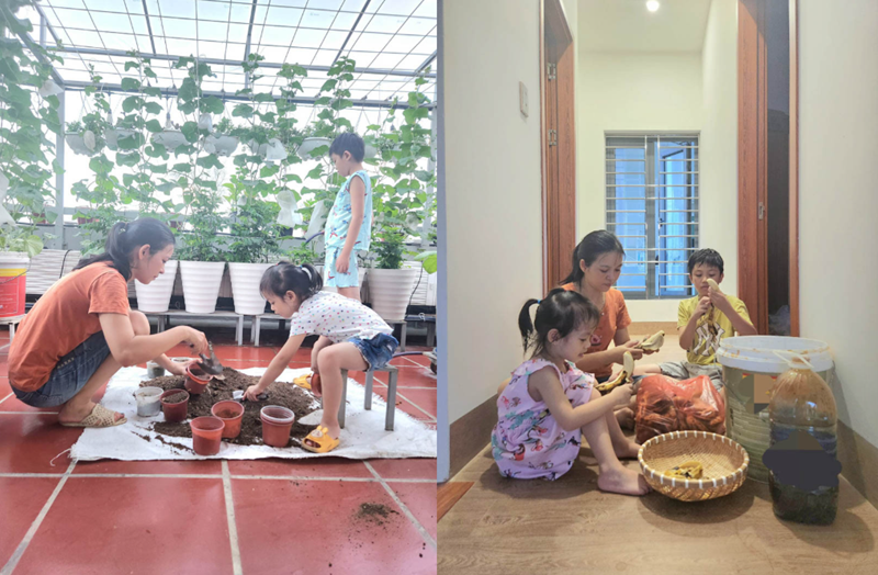 Niềm hạnh phúc vỡ òa đến với người mẹ trẻ khi một ngày nọ, cậu con trai vốn như "tờ giấy trắng" đã chủ động hỏi về tên các loại rau và dần tỏ ra tò mò, thích thú với việc tưới cây, phụ mẹ trộn đất hay hái quả. Giờ đây, khu vườn đã trở thành nơi gắn kết cả gia đình vào mỗi dịp cuối tuần.