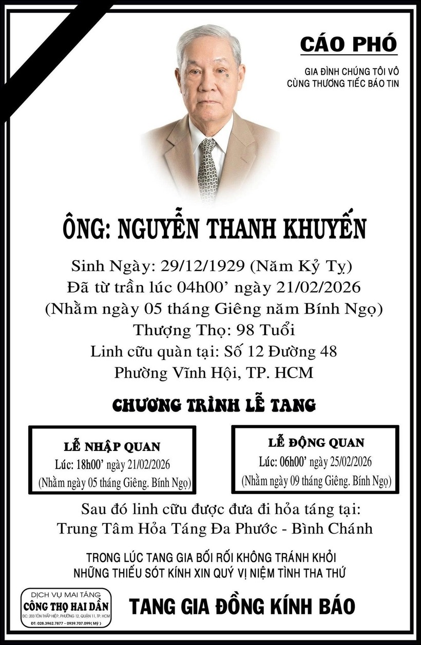 PGS Nguyễn Thanh Khuyến từ trần vào ngày 21/2/2026. Ảnh: USHCM