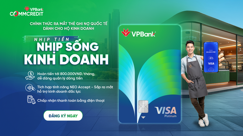 Thẻ ghi nợ VPBank CommCredit Visa được thiết kế dành riêng cho hộ kinh doanh