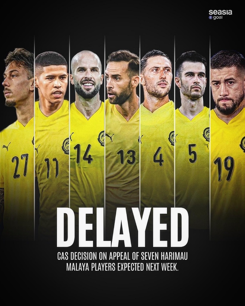 CAS hoãn phán quyết vụ 7 cầu thủ nhập tịch Malaysia. Ảnh: Sea Sia Goal.