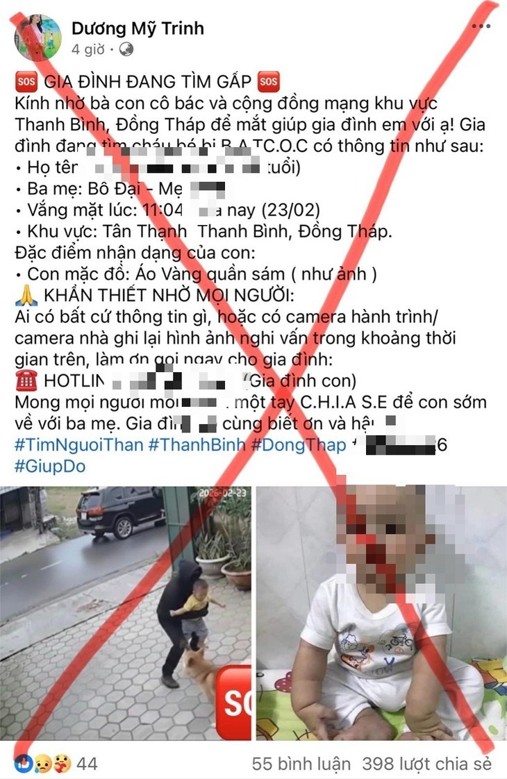 Hình ảnh được đăng tải trên trang Facebook. Ảnh: Tuổi trẻ Online
