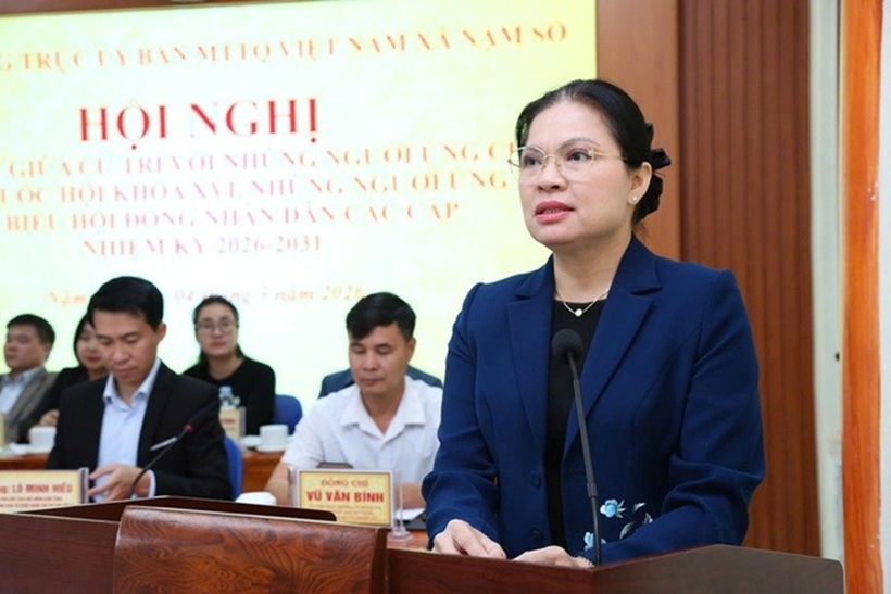 Phó Chủ tịch - Tổng Thư ký Ủy ban Trung ương MTTQ Việt Nam Hà Thị Nga (Ảnh: Hoàng Đức).