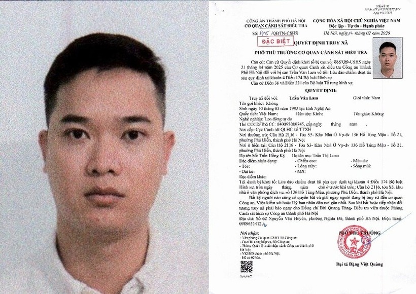 Đối tượng Trần Văn Lam. (Ảnh: Công an Hà Nội)